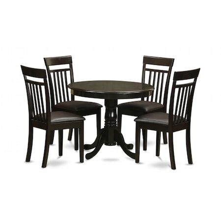 East West Furniture 5 Piece Small Kitchen Table and Chairs Set-Round Table and 4 Chairs For Dining Room ANCA5-CAP-LC